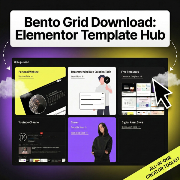 Bento Grid Download Elementor Template Landing Page