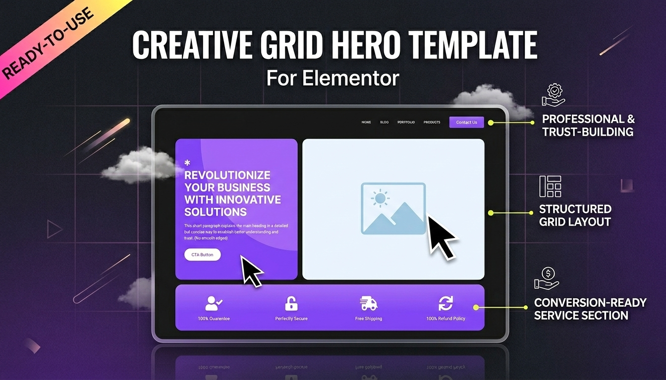 Creative Grid Style Hero Elementor Template